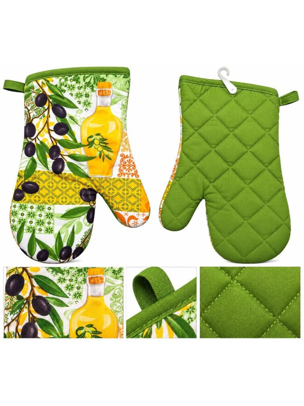Olive and Olive Oil Kitchen Oven Mitt set of 2